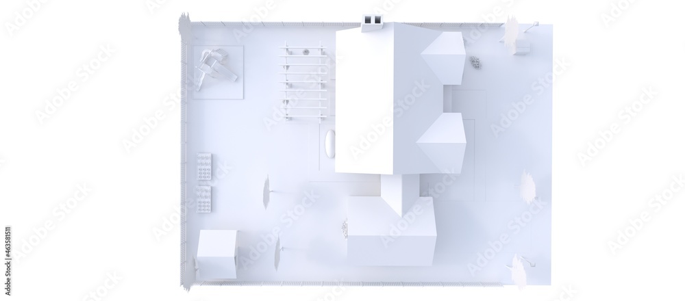Modern white beautiful house. 3D illustration Modern white beautiful house. 3D illustration