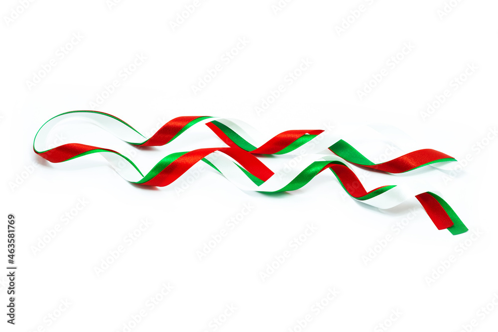Christmas bow red, green and white color isolated on white background. Christmas bow red, green and white color isolated on white background.