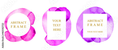 abstract spot frame watercolor isolated set round rectangle pink certificate banner design white background
