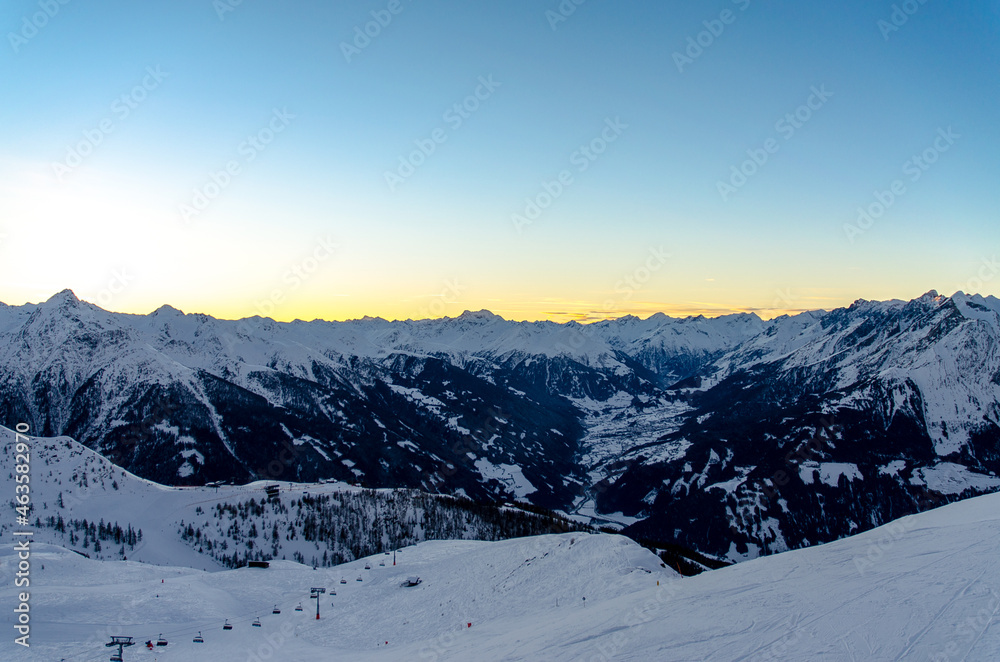 Winter landscape - Panorama of the ski resort Tirol, Austria Winter landscape - Panorama of the ski resort Tirol, Austria