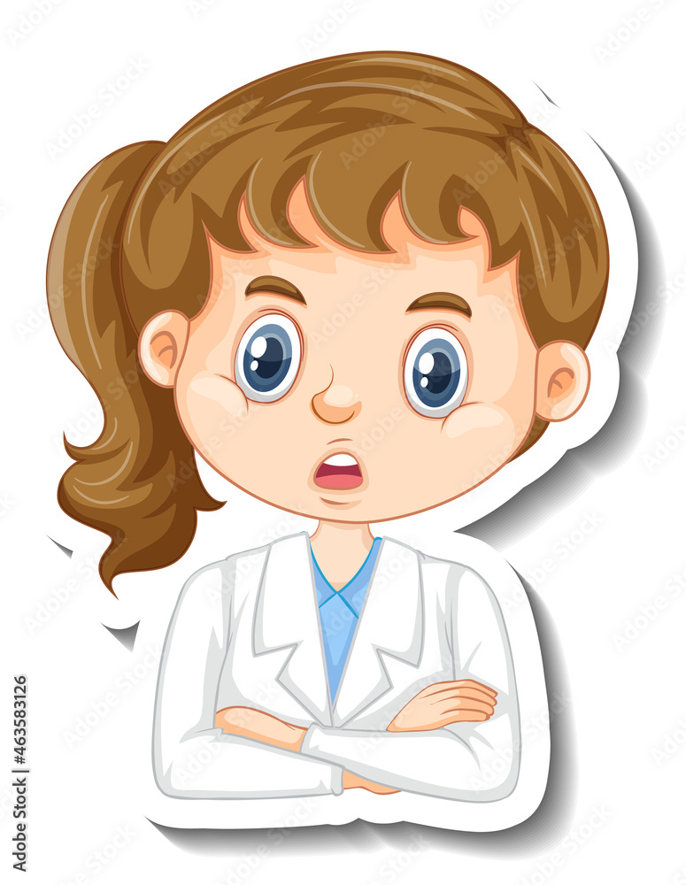 Scientist girl cartoon character sticker Scientist girl cartoon character sticker