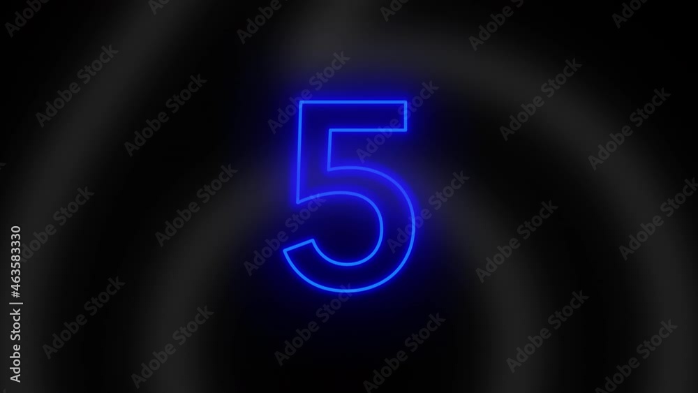 Countdown from 9 to 0 with bright blue rotating neon digits. Countdown from 9 to 0 with bright blue rotating neon digits.