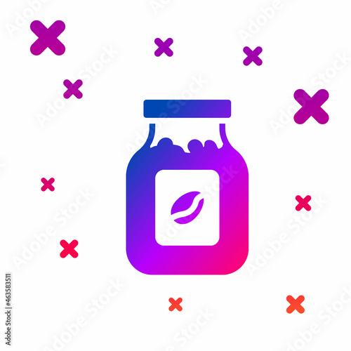 Color Coffee jar bottle icon isolated on white background. Gradient random dynamic shapes. Vector