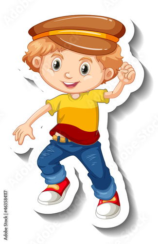 A boy wearing hat cartoon character sticker