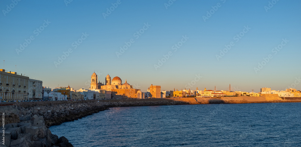 Sunset views of the city of Cadiz, Spain