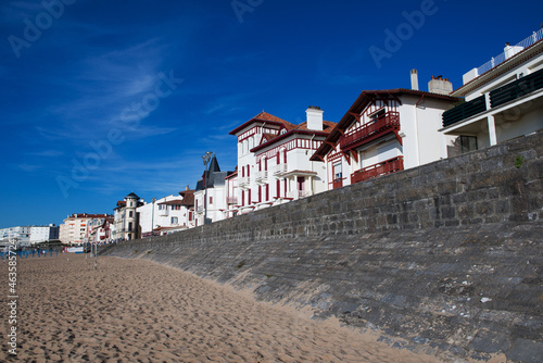 Promenade and beach in Saint-Jean de Luz, France, Europe. Atlantic coast