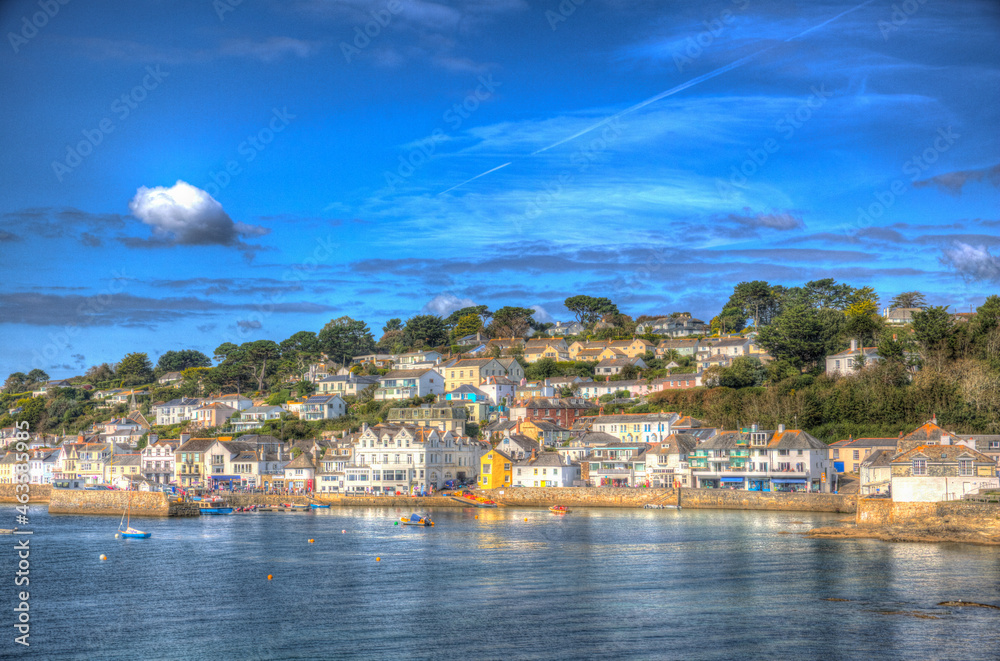 St Mawes Cornwall coast town and harbour Roseland Peninsula England UK colourful HDR