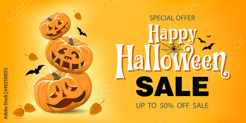 Halloween discounts with three pumpkins