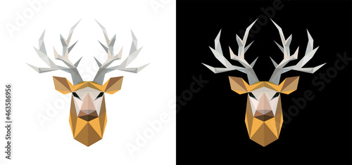 Cervus Deer head low poly effect, Vector illustration