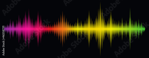 Soundwave multicolor on black background, vector design