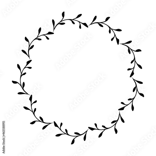 Handdrawn wreath made in vector. Unique decoration for greeting card, wedding invitation, save the date. Summer flowers with space for your text.