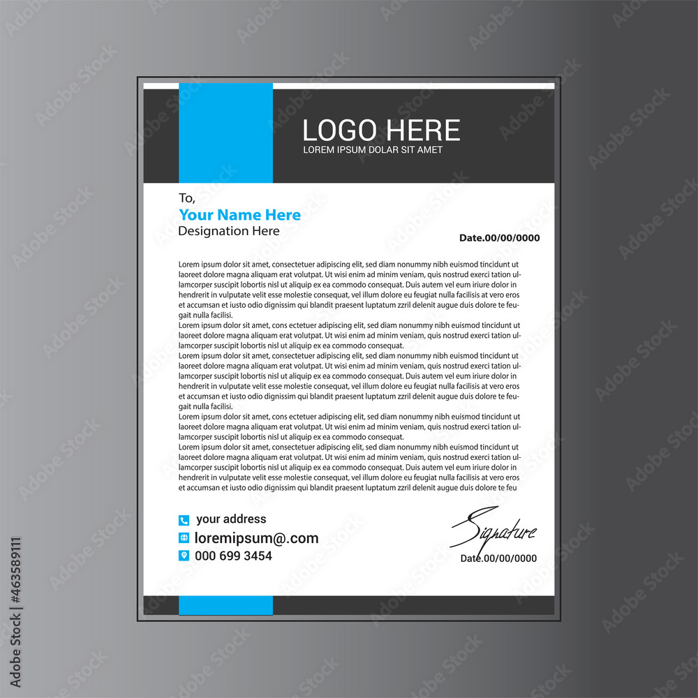 Letterhead Template Vector Simple Design