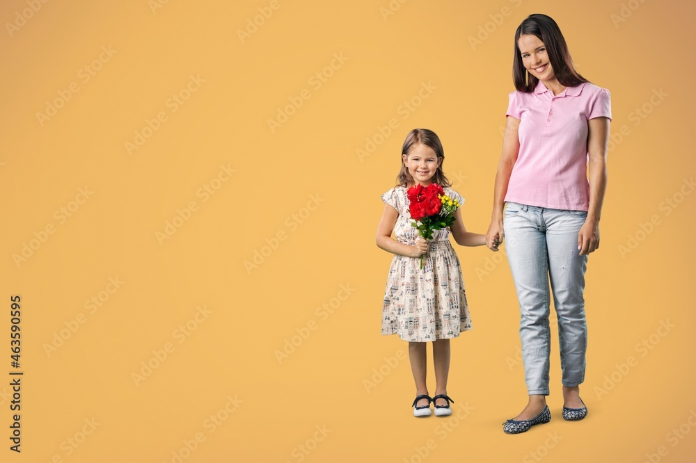 Full length happy woman have fun child baby hold hands walk Full length happy woman have fun child baby hold hands walk