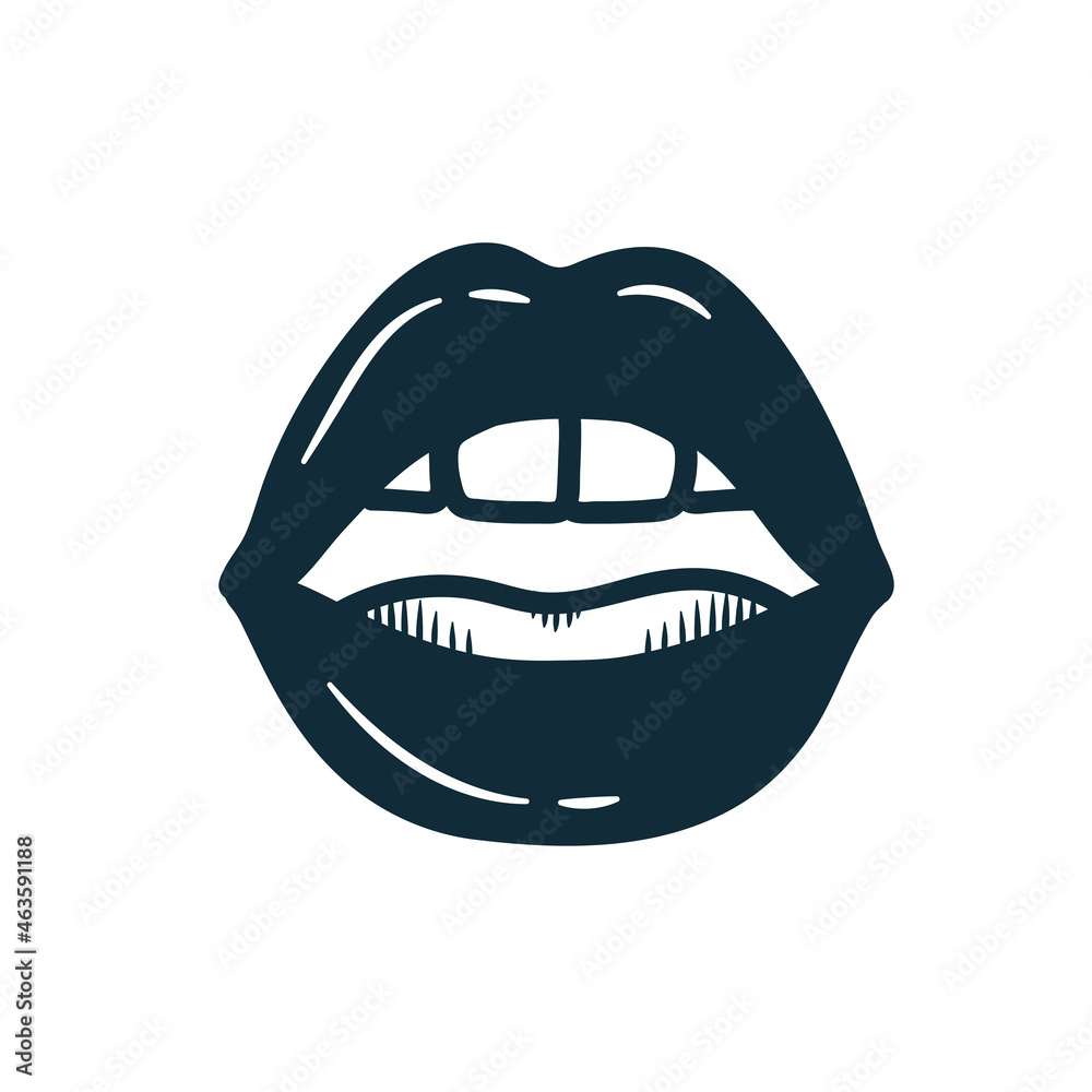 black and white lips. open mouth. the concept of recording a podcast. hand-drawn drawing in doodle style black and white lips. open mouth. the concept of recording a podcast. hand-drawn drawing in doodle style