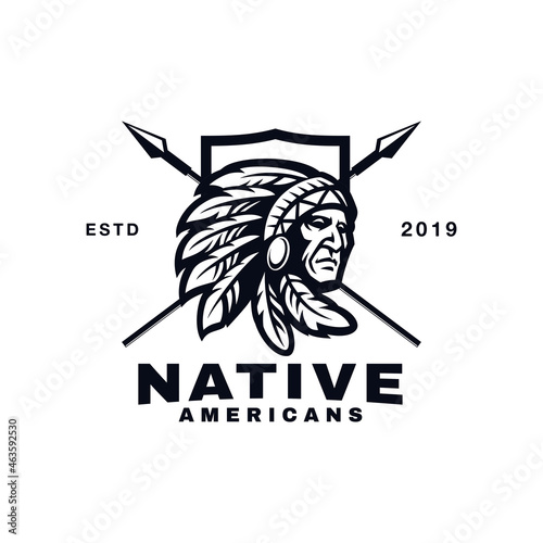 Native American Logo Design Vector Illustration Template Idea
