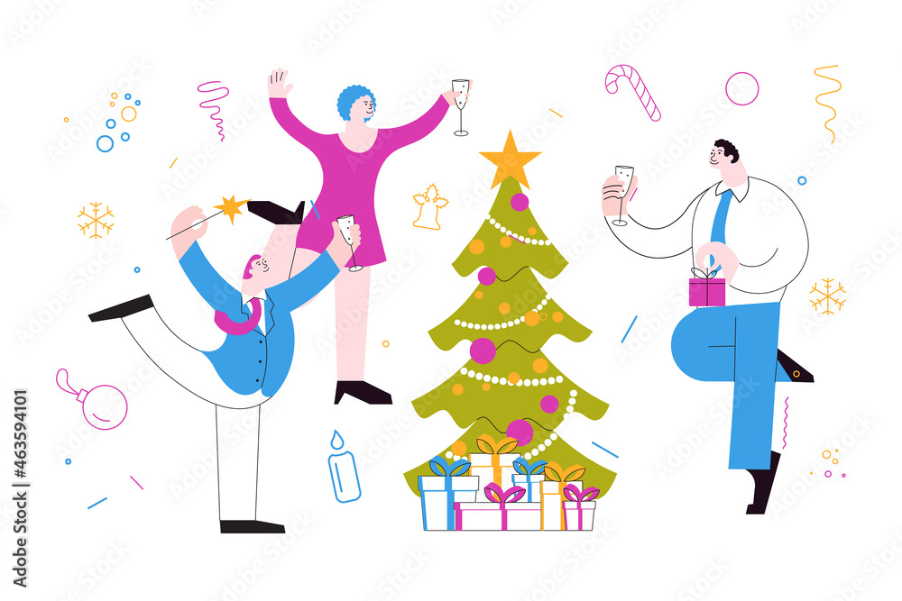 Horizontal banner template of Christmas office party
