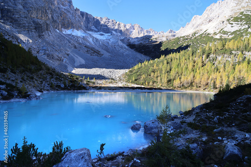 Autumn at Sorapis lake  Dolomites  Italy