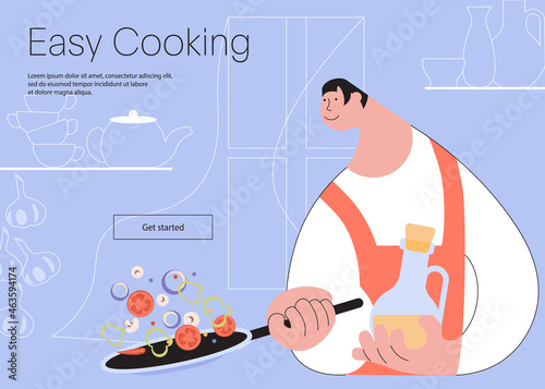 Easy Cookong with man Landing web page template