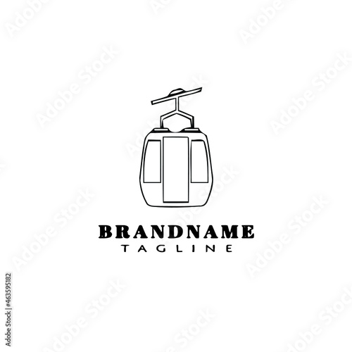 cable car logo cartoon icon design template black cute vector illustration