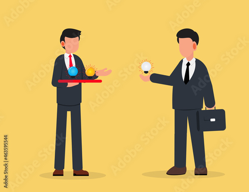Businessman look for and exchange new ideas, Creative, Giving, Share.