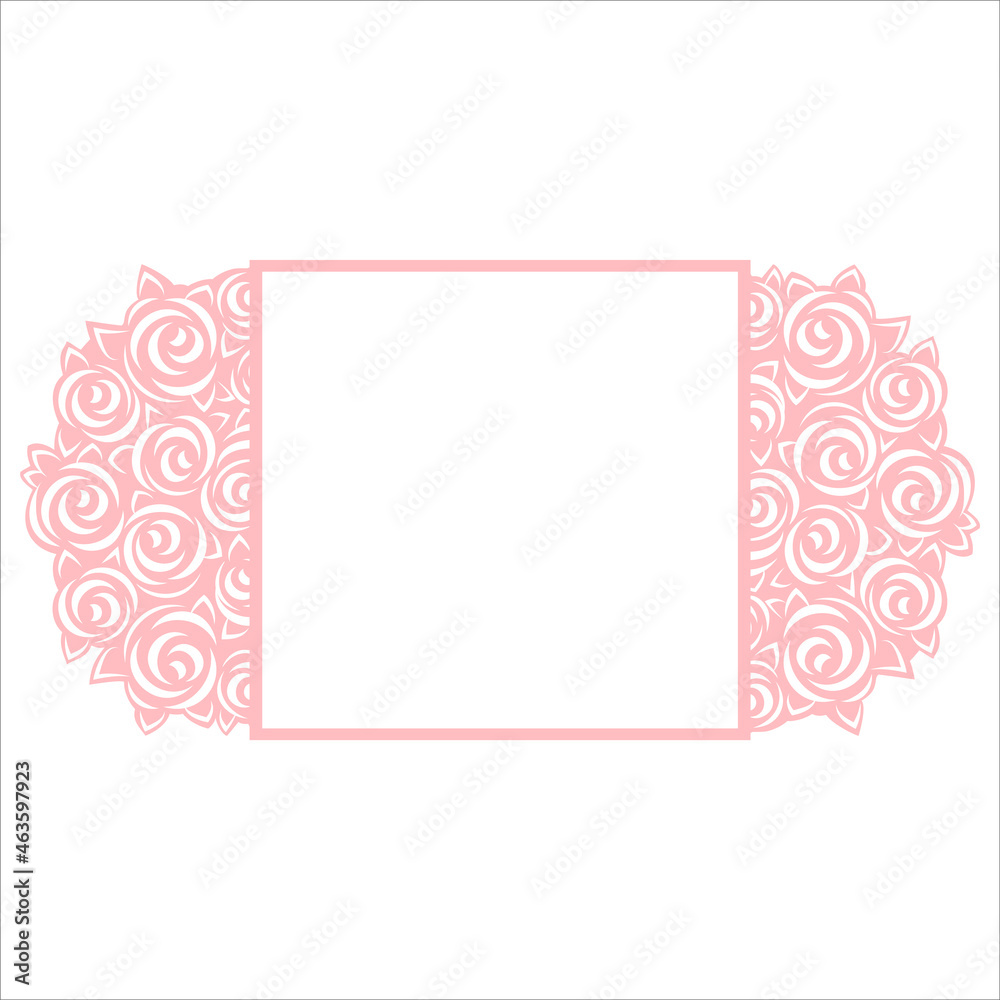 Rose Pattern in Semicircle card. SVG for Crafters. Border with rose flowers