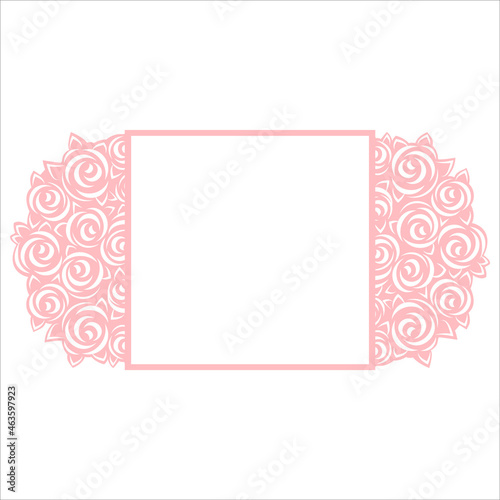 Rose Pattern in Semicircle card. SVG for Crafters. Border with rose flowers