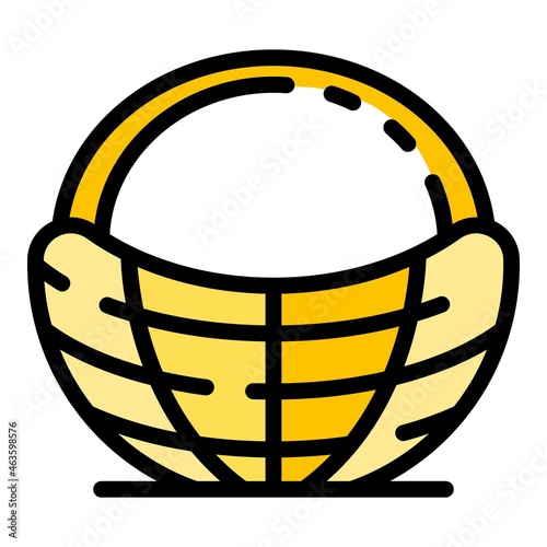 Picnic basket icon. Outline picnic basket vector icon color flat isolated photo