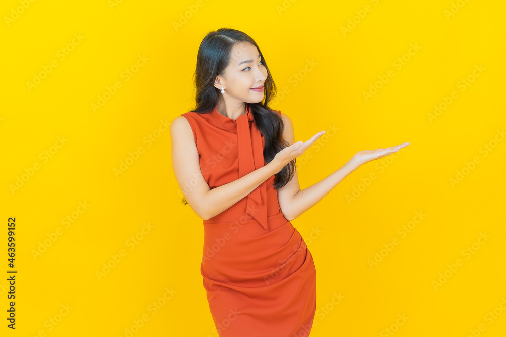 Portrait beautiful young asian woman smile with action Portrait beautiful young asian woman smile with action
