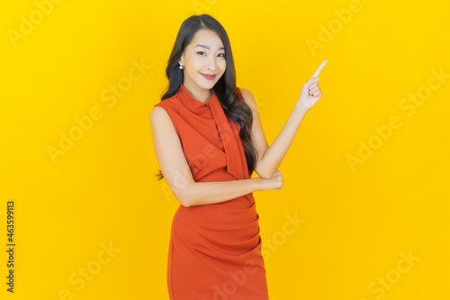 Portrait beautiful young asian woman smile with action