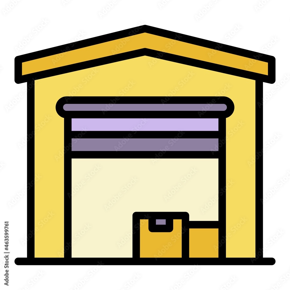 Open warehouse icon. Outline open warehouse vector icon color flat isolated Open warehouse icon. Outline open warehouse vector icon color flat isolated