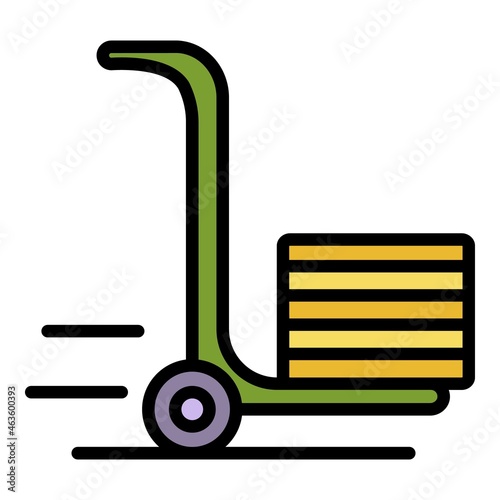 Hand wheel truck icon. Outline hand wheel truck vector icon color flat isolated