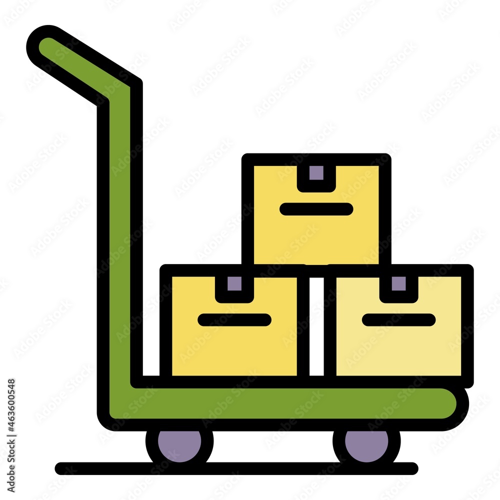 Parcel cart icon. Outline parcel cart vector icon color flat isolated