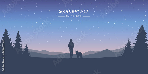 wanderlust adventure in the wilderness girl with dog