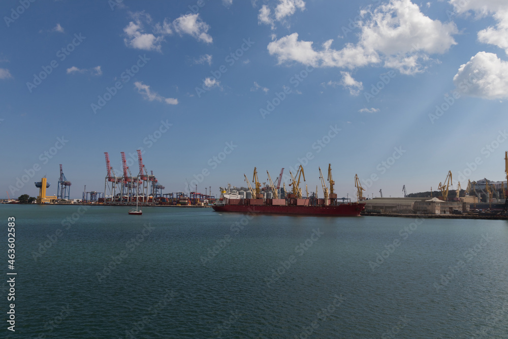  Marine terminal in Odessa on a sunny day. High quality photo