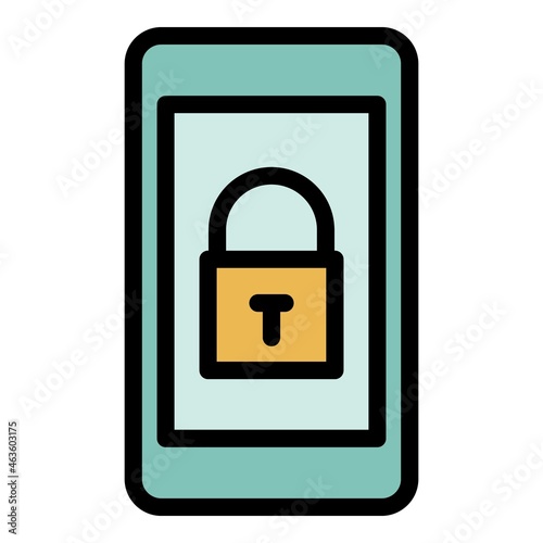 Locked smartphone icon. Outline locked smartphone vector icon color flat isolated