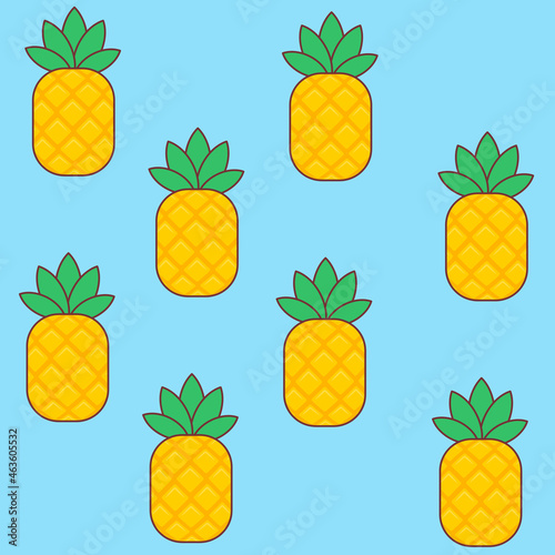 Seamless pineapple pattern on blue background