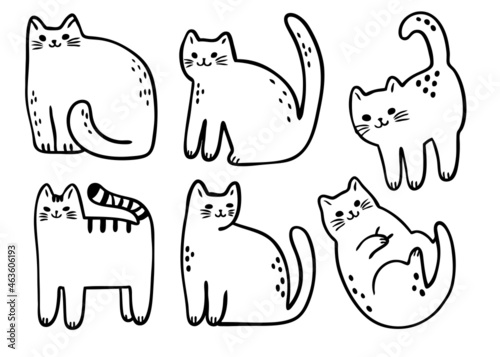 Cartoon cute digital stamp cats vector.
