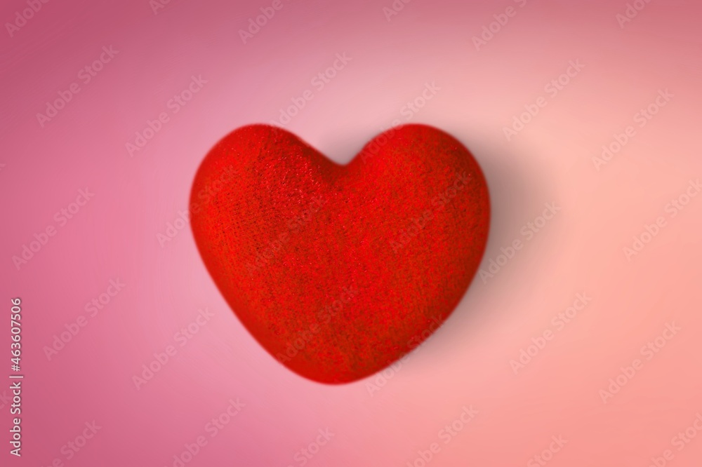 Red handmade heart on the background, cute valentine dough. Play dough