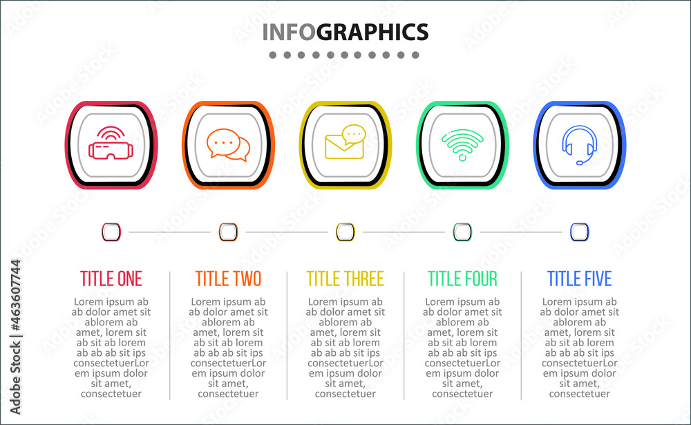 Vector Infographic design with icons. 5 options or 5 steps. process diagram, flow chart, info graph, Infographics for business concept, presentations banner, workflow layout.