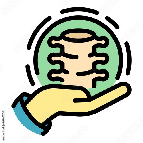 Spine care icon. Outline spine care vector icon color flat isolated