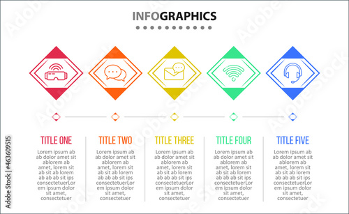 Vector Infographic design with icons. 5 options or 5 steps. process diagram, flow chart, info graph, Infographics for business concept, presentations banner, workflow layout.