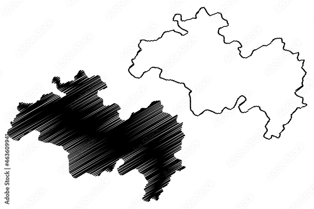 Malerkotla district (Punjab State, Republic of India) map vector illustration, scribble sketch Malerkotla map