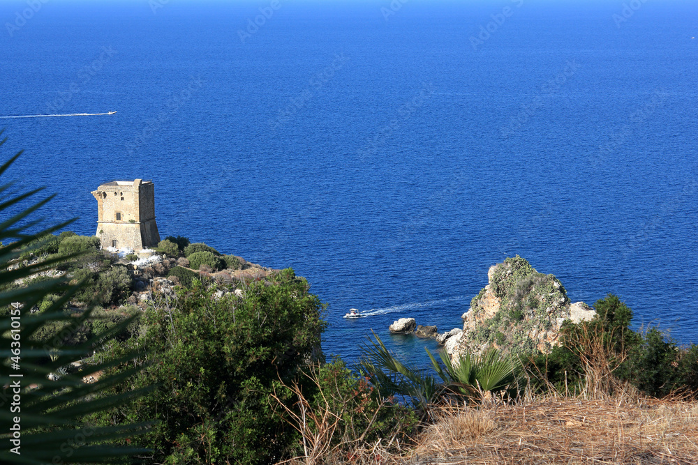 Sea and rocks along sicilian coast near Scopello