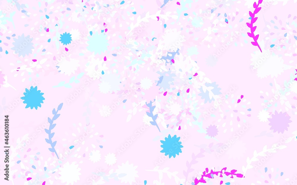Light Pink, Blue vector doodle layout with flowers, roses.