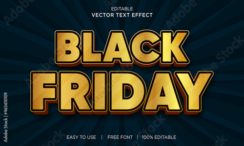 gold color black friday editable text effect template with 3d bold text