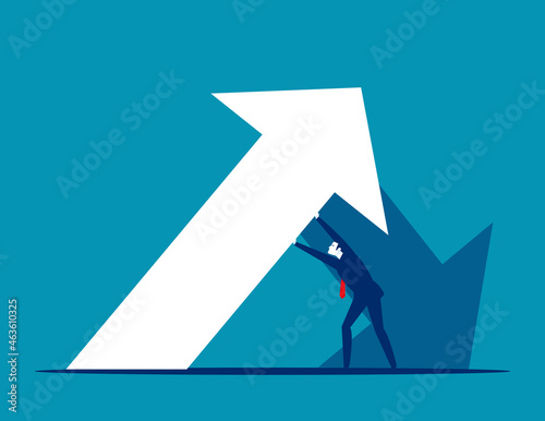 Save falling economy concept. Business person stop falling