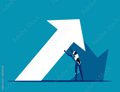 Save falling economy concept. artificial intelligence stop falling