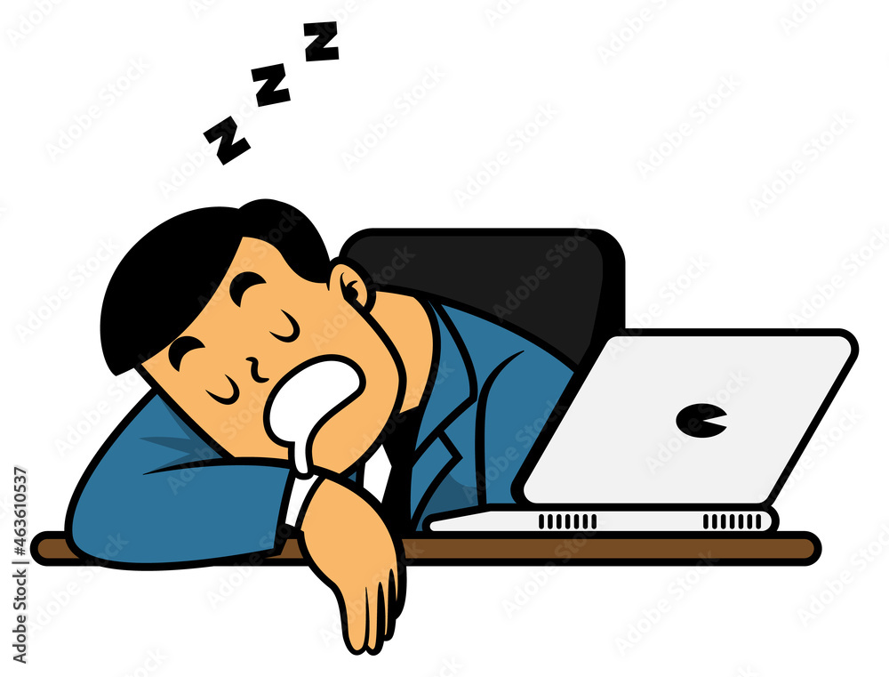Sleeping At Desk Cartoon