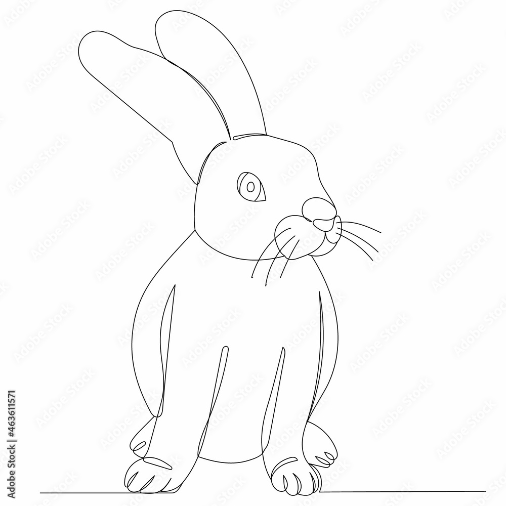 rabbit, hare drawing by one continuous line, vector rabbit, hare drawing by one continuous line, vector
