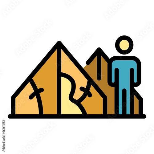Homeless man tent icon. Outline homeless man tent vector icon color flat isolated